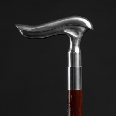 Art Deco Walking Stick Solid Silver Handle Malacca Shaft