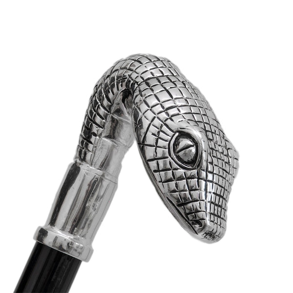 Swagger Metal Walking Cane, Luxury Silver Snake Head Walking Cane ART
