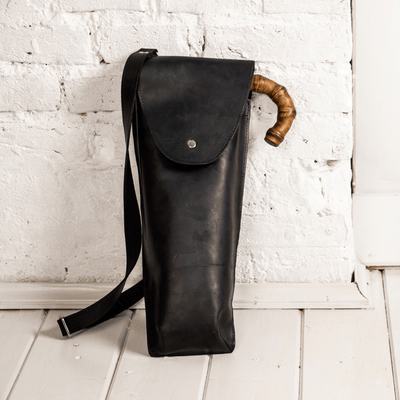 Black Bag for Walking Stick Storage, Walking Cane Case Leather