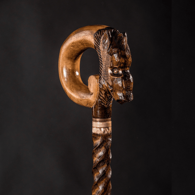 Boar Walking Cane Hand Carved - Handmade