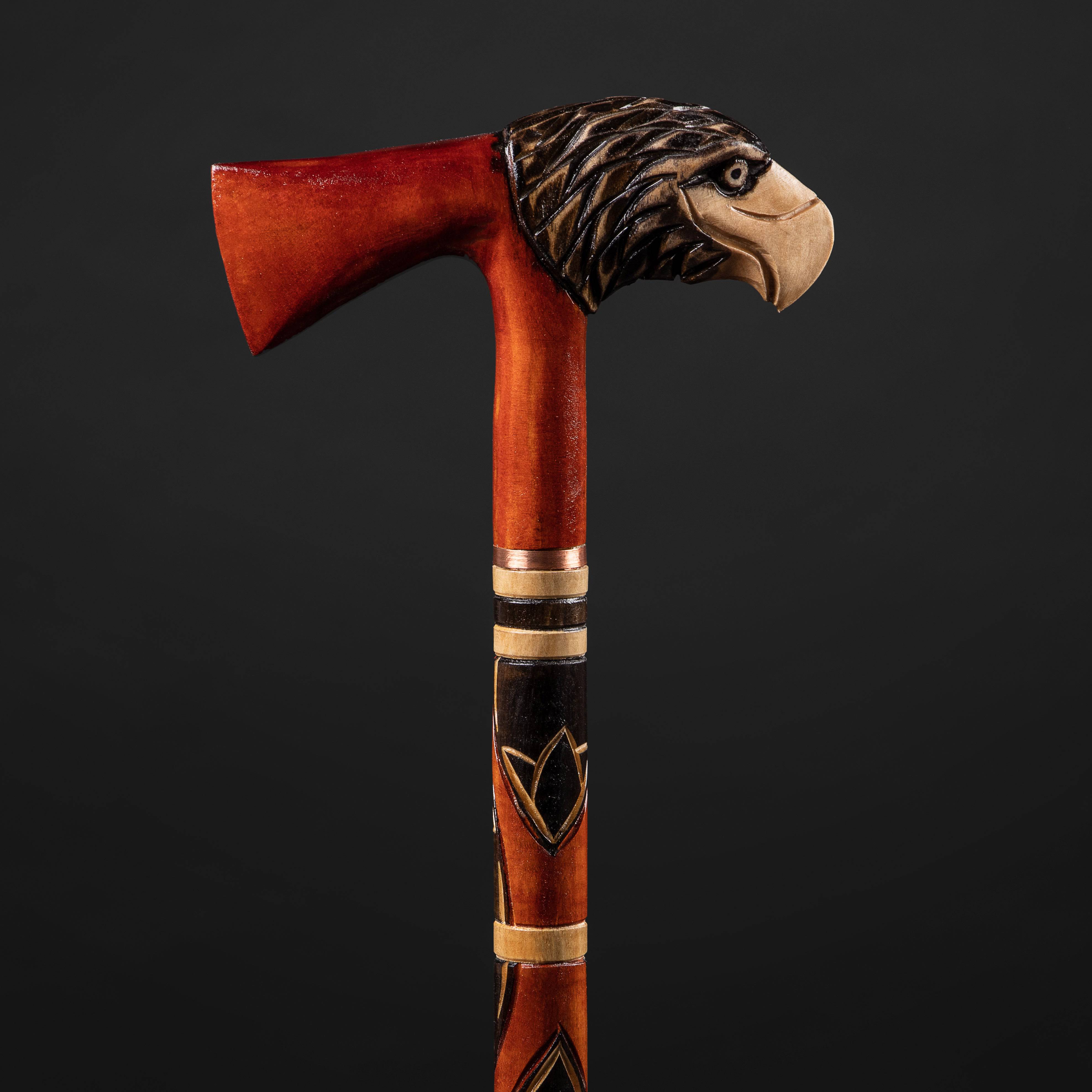 Harvy Carved Wooden Eagle Head Walking Stick