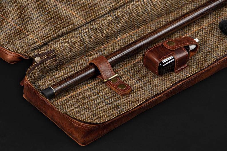 Case For Walking Cane and Stick with Polished Wax and 4 Rubber Tips