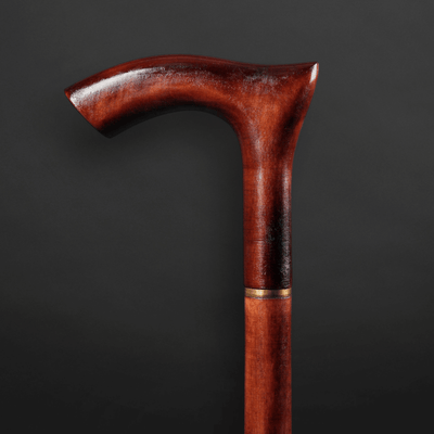 Derby Wood Walking Cane Hand Carved - Handmade