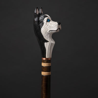 Dog Head Walking Stick - Husky Walking Cane