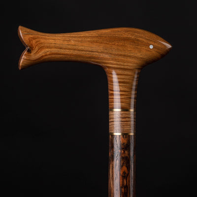 Elegant Walking Cane - Hand Carved Design Fish