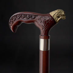 Gothic Walking Cane with Brass Skull Handle Unique Horror Cane