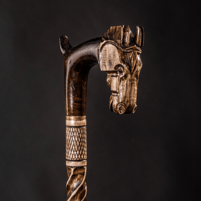 Fashionable Horse Walking Stick, Walking Cane Hand Carved - Natural Wood Handmade