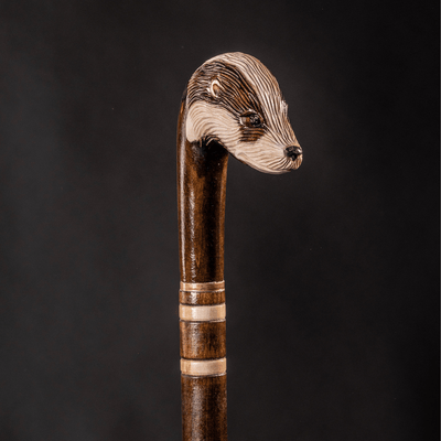 Ferret Walking Stick, Walking Cane Hand Carved - Handmade