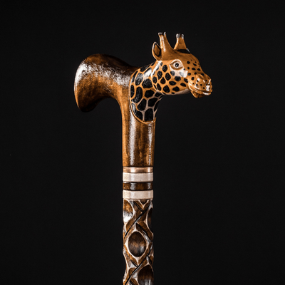 Giraffe Walking Stick, Hand Carved - Handmade