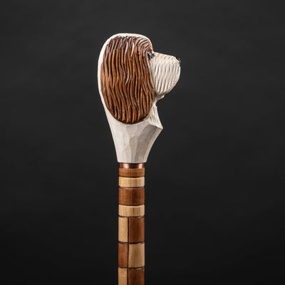 Hand Carved Walking Stick - Dog Head Walking Cane