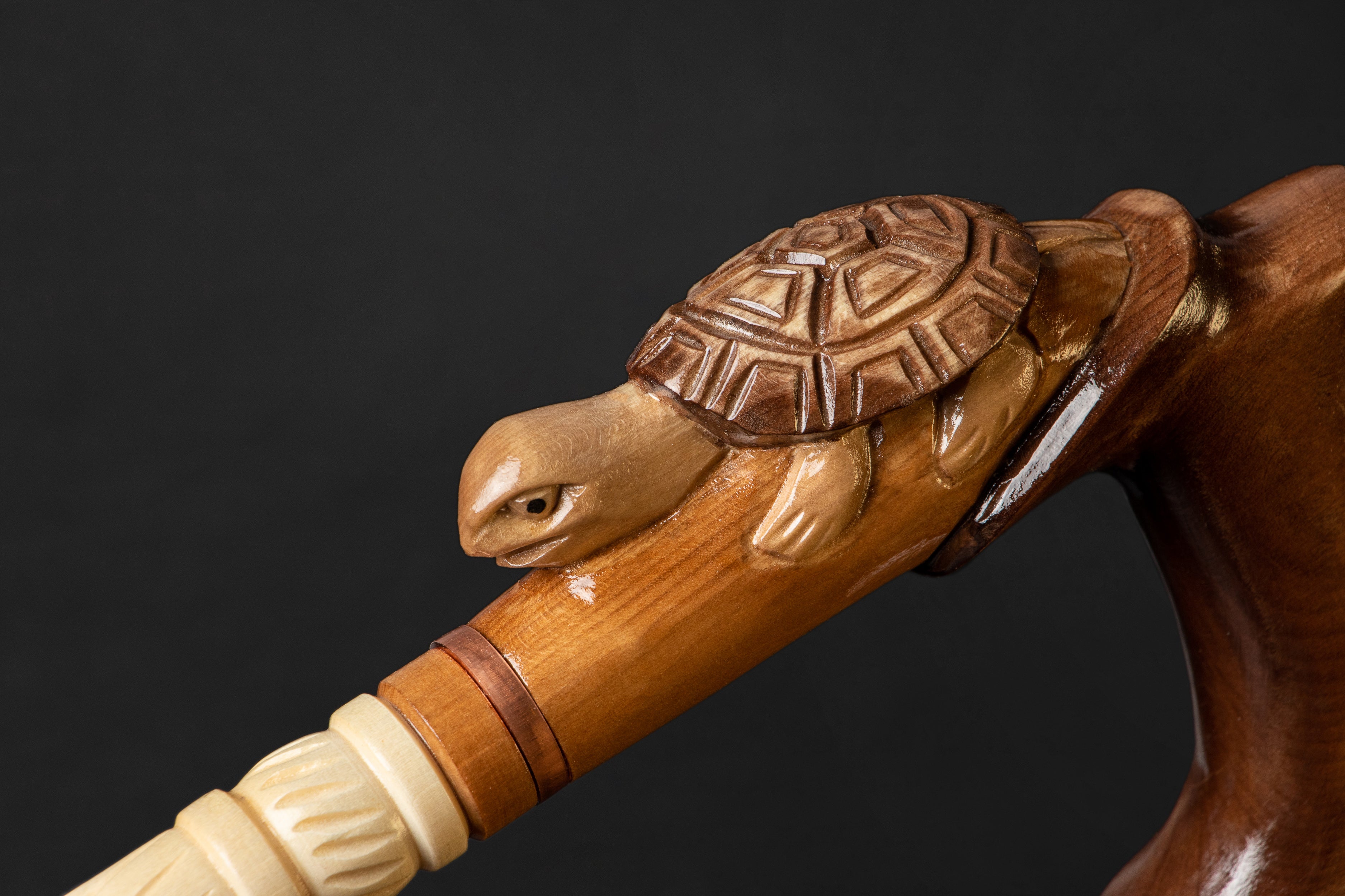Hand-Carved Turtle Handle Walking Cane with Calm Antique Feel | ART ...