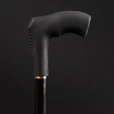 LEATHER Walking Canes, Black - Handle Lether Walking Cane - Ergonomic