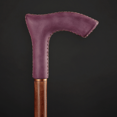 LEATHER Walking Stick Marsala - Handle Wood Walking Cane, Elegant Walking Sticks