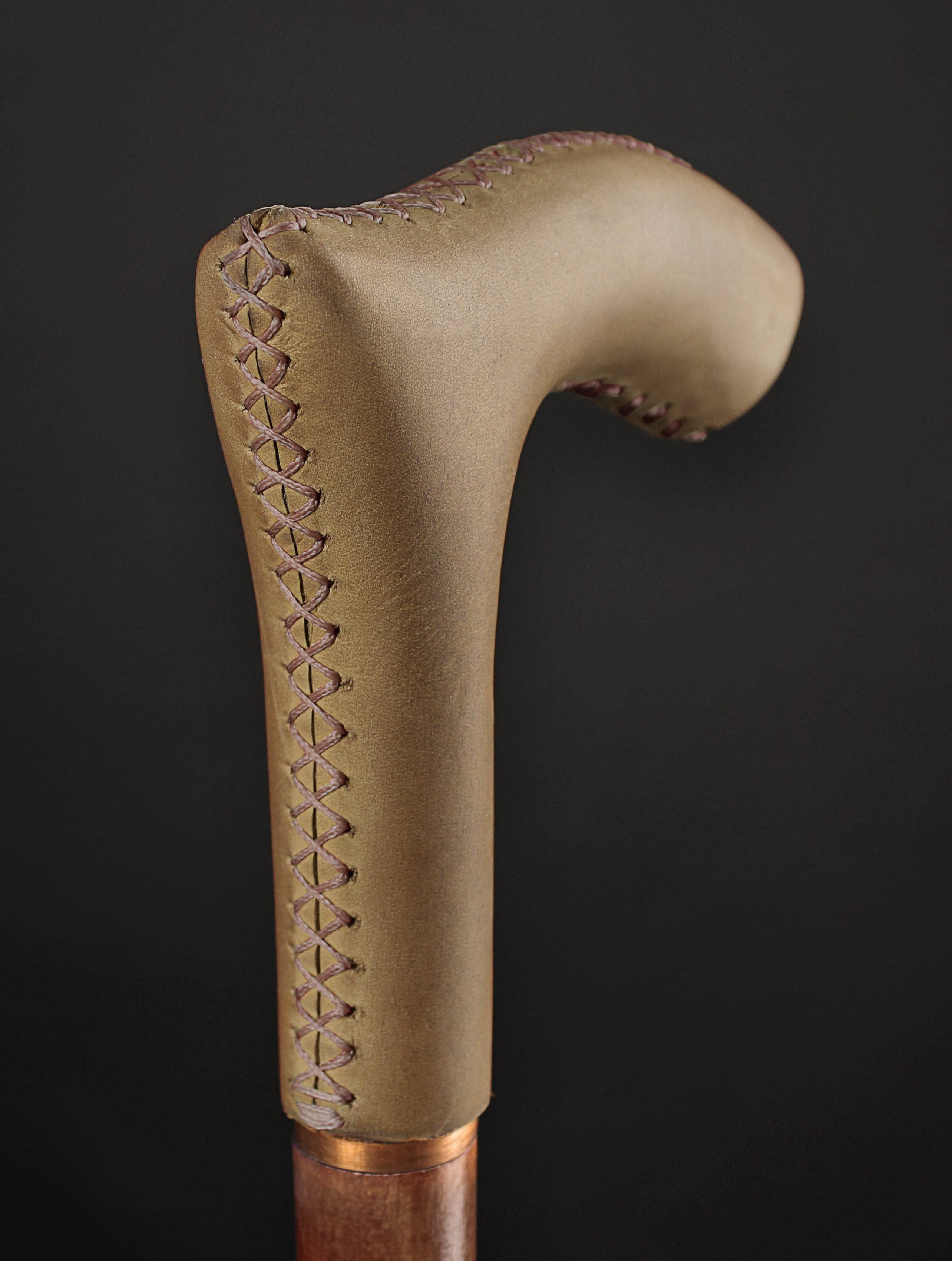 leather-walking-stick-olive-handle-wood-walking-cane-elegant-walkin
