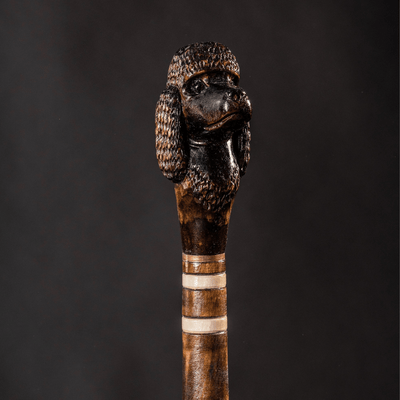 Poodle Dog Walking Stick, Hand Carved - Handmade