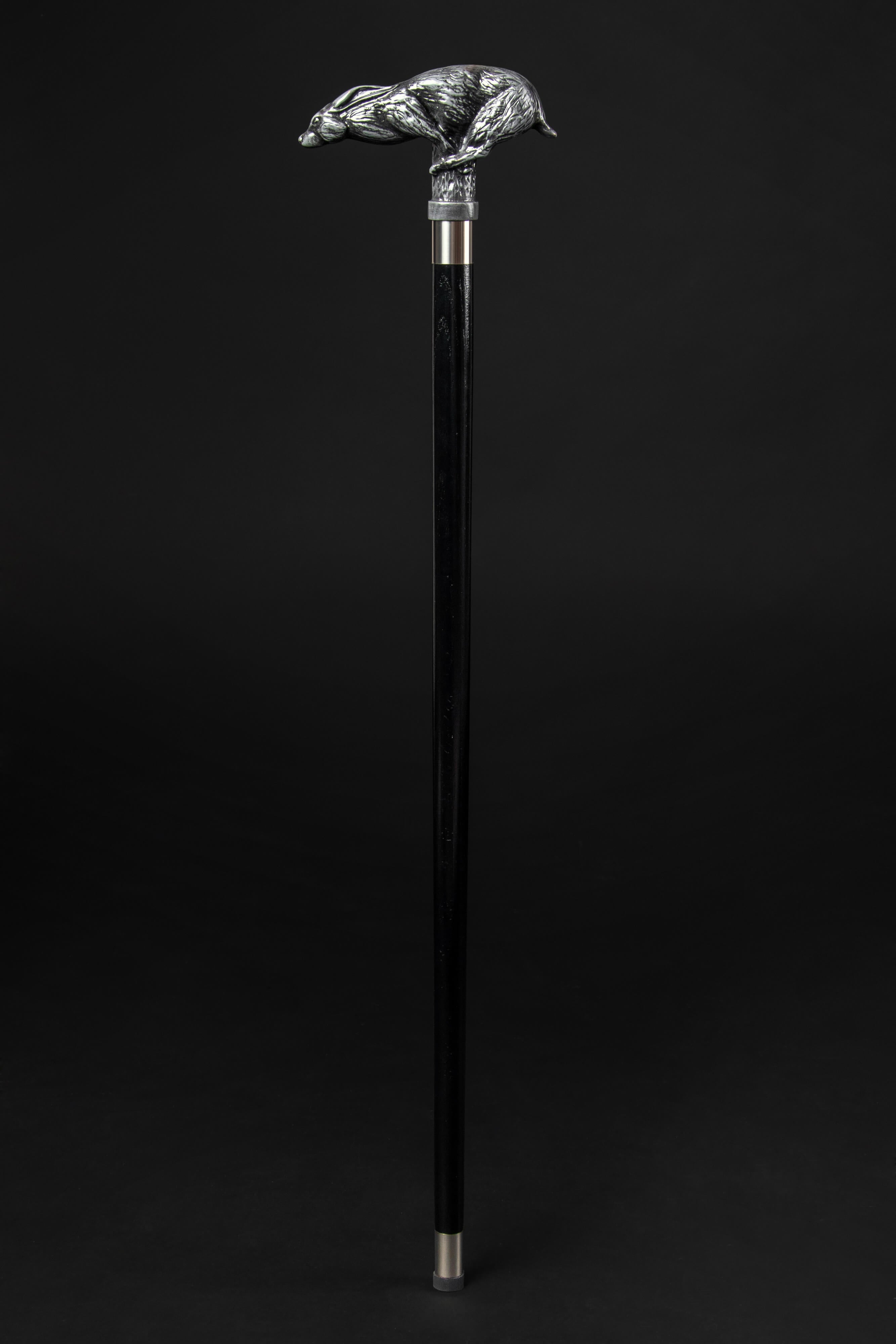 Rabbit Walking Cane, Wooden Rabbit Carving Head Walking Stick