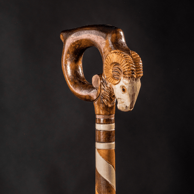 Ram Walking Stick, Hand Carved - Handmade