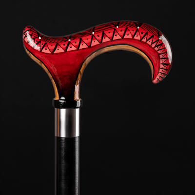 Red Walking Cane, Unique Walking Sticks, Standard Cane- ArtWalkingSticks