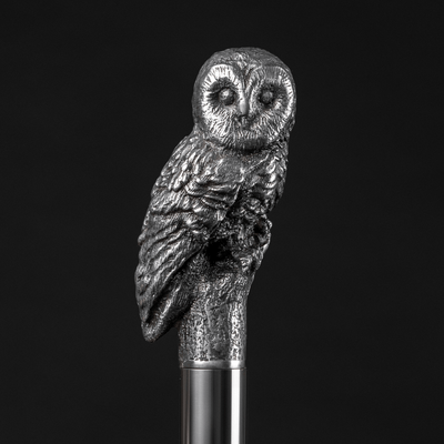 Sterling Silver Owl Walking Stick, Owl Head Walking Cane