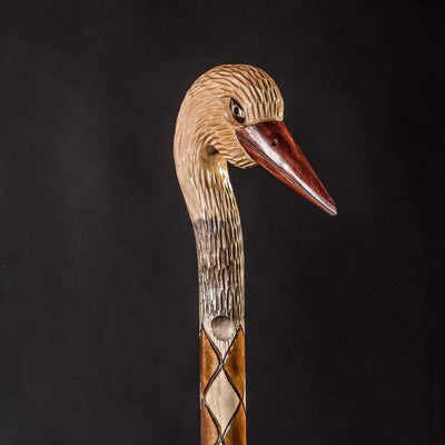Stork Walking Cane Hand Carved - Art