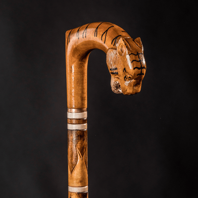 Tiger Walking Stick, Walking Cane Hand Carved - Handmade