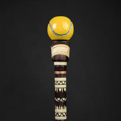 Tennis Ball Walking Cane Hand Carved