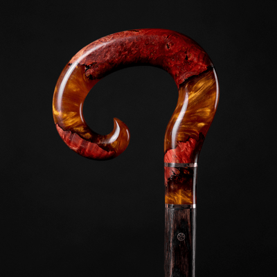 Walking Cane "Red Mountain" , Unique Walking Stick Handmade - Make to Order