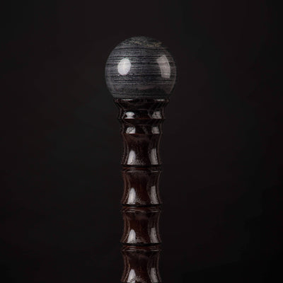 Walking Stick Knob Classic Handle Natural Stone Hematite Walking Cane