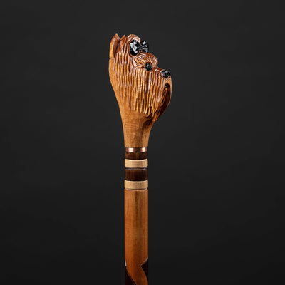 Walking Stick With Animal Carving - Carved Dog Head Walking Stick