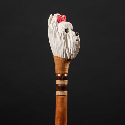 Walking Stick With Animal Carving - Carved Dog Head Walking Stick