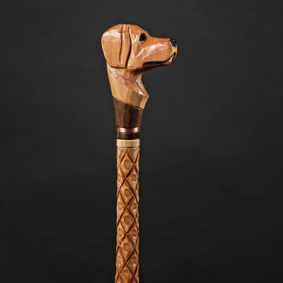 Walking Stick With Animal Carving - Dog Head Walking Cane