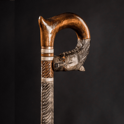 Wolf Walking Cane Hand Carved - Handmade