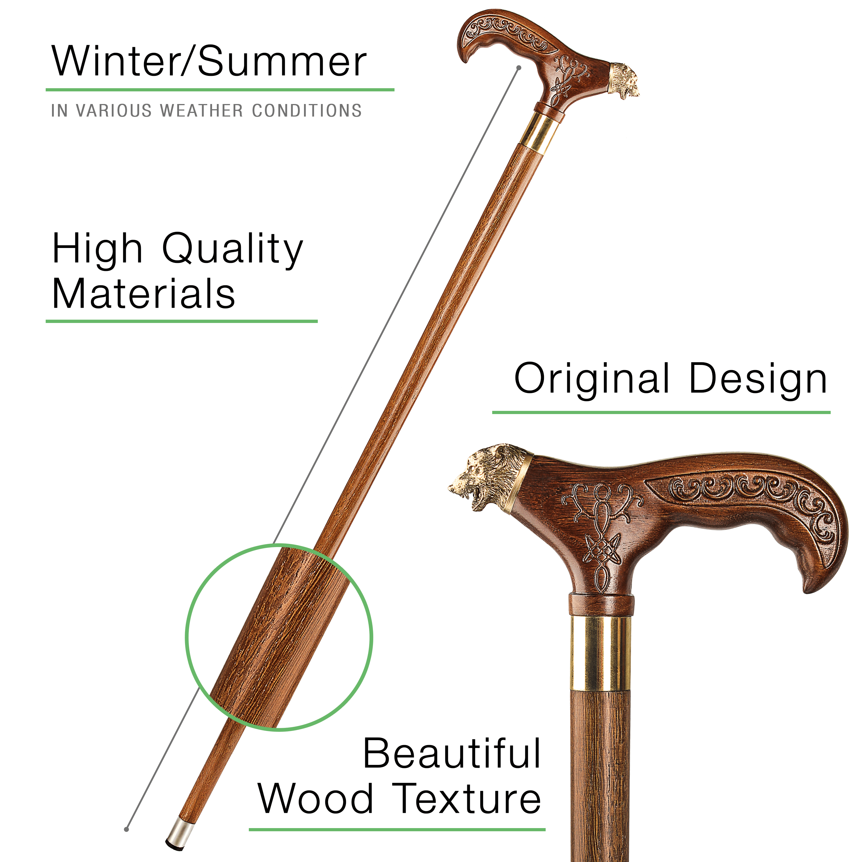 Wolf Walking Stick Fashionable Walking Cane for Men, Design Canes