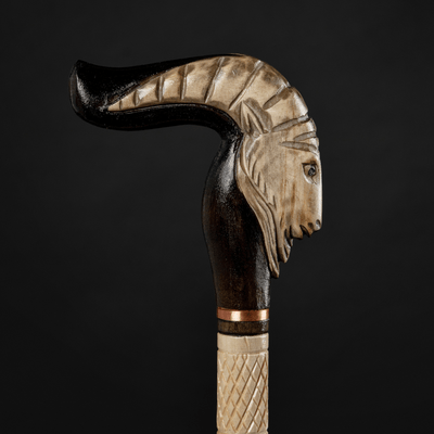 Wood Carved Animals Goat Walking Cane Colorful African Wood Stick