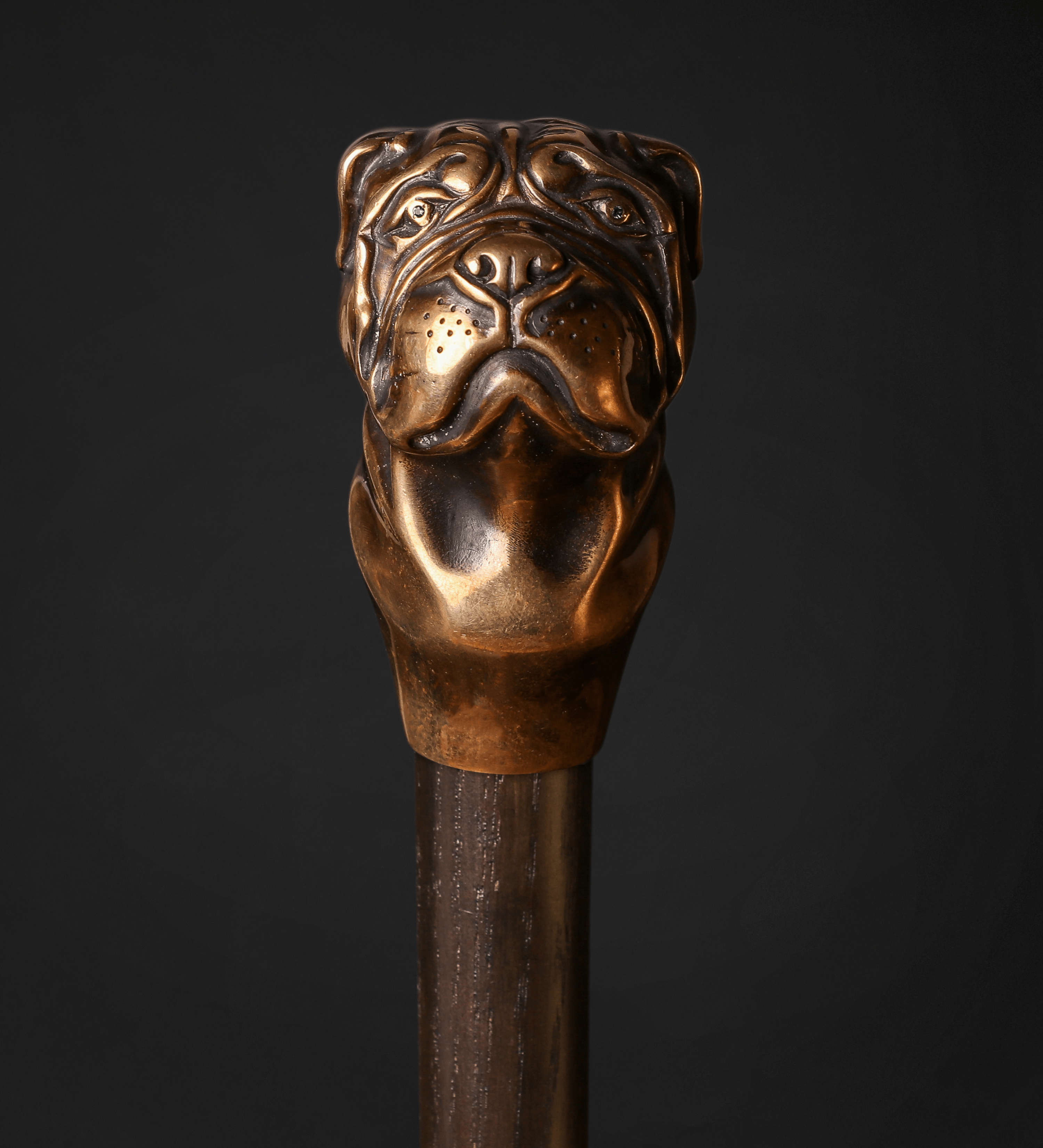 Bull Dog Head Walking Stick - Victorian Cane Bull Dog Alumin