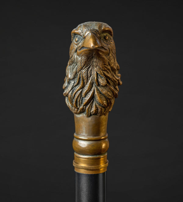 Antique Eagle Head Brass Handle Walking Cane Wooden Walking Stick