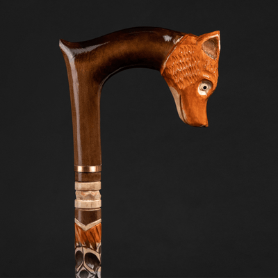 Fox Head Walking Stick Carving