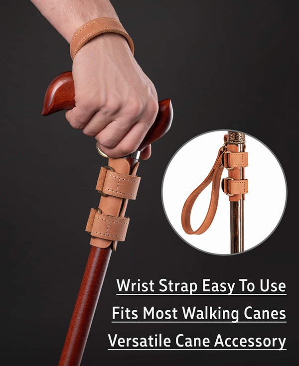 Walking Stick Wrist Strap Cords Brown Leather Natural ART WALKING
