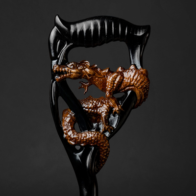 Wooden dragon walking stick